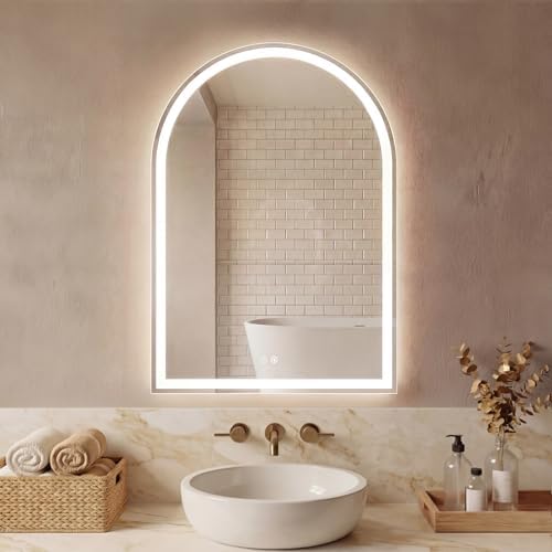 DUMOS 24"x36" LED Bathroom Mirror with Lights, Arched Vanity Mirror