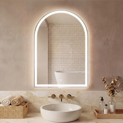 DUMOS 24"x36" LED Bathroom Mirror with Lights, Arched Vanity Mirror