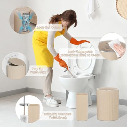 Beige Bathroom Accessories Set - Bathroom Shower Curtains Sets