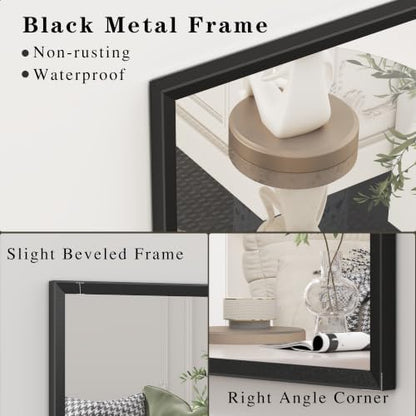 Black Framed Bathroom Mirror for Over Sink 55x40