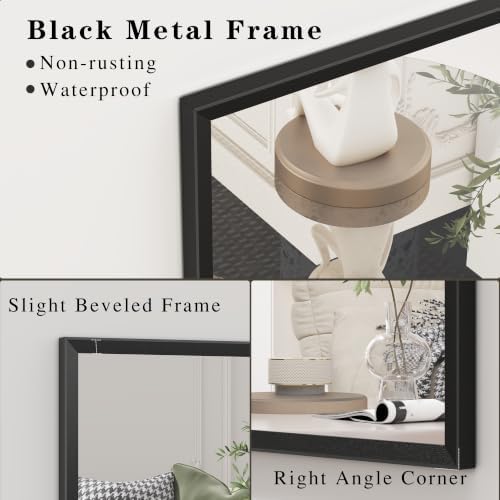 Black Framed Bathroom Mirror for Over Sink 55x36