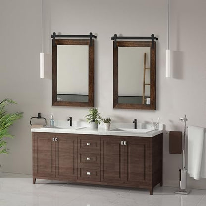 COGOOD Farmhouse Bathroom Mirrors for Over Sink - 38 x 25 Black Brown