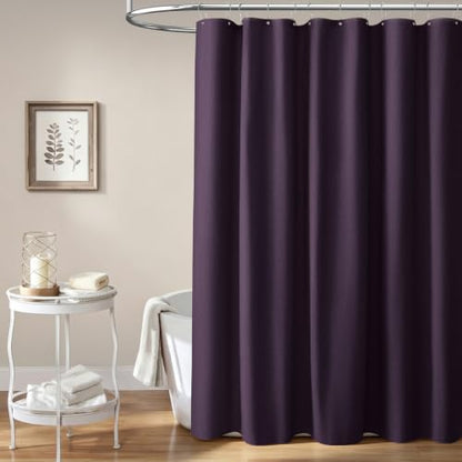 BTTN Long Linen Textured Waterproof Shower Curtain Set, 72x84, Purple