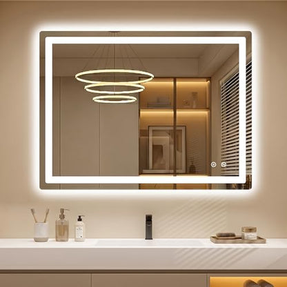 LED Bathroom Mirror with Lights, 30 x 40 Lighted Vanity Wall Mirror