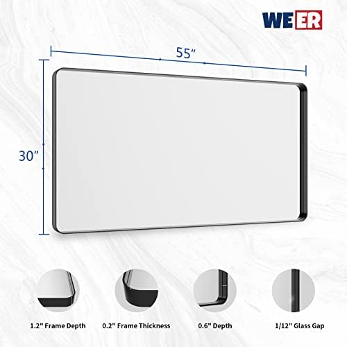 WEER Black Bathroom Vanity Mirror 55X30 Inch