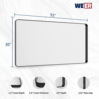 WEER Black Bathroom Vanity Mirror 55X30 Inch