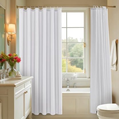 Fabric Shower Curtain Liner 72x72 Inch-White Shower Liners with Magnets