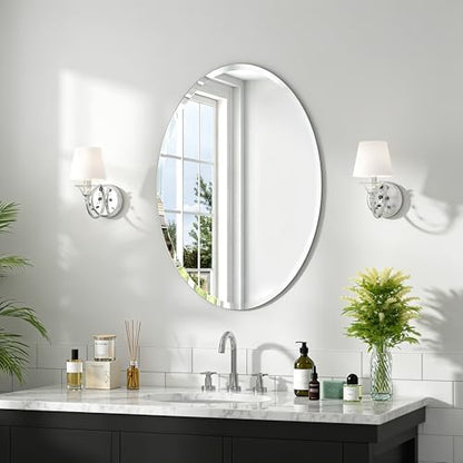 28x20 Inch Bathroom Mirrors for Over Sink, Frameless Mirrors for Wall