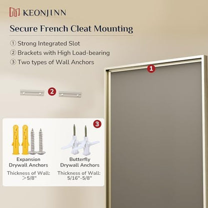 Keonjinn 72" x 36" Brushed Nickel Bathroom Mirrors for Over Sink, Aluminum