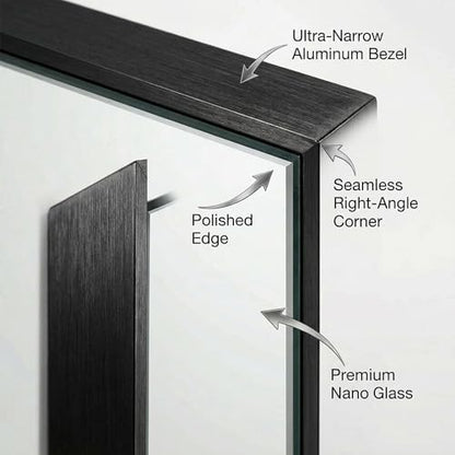 Koonmi Bathroom Mirror for Wall, 30"x30" Black Bathroom Mirror for Over Sink, Shatterproof Tempered Glass Vanity Mirror with Anti-Rust Aluminum Alloy Frame, Hang Horizontally or Vertically