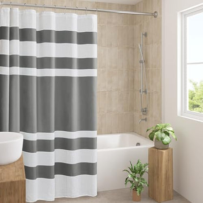 Madison Park Spa Waffle Shower Curtain for Bathroom, 72 x 72, Charcoal