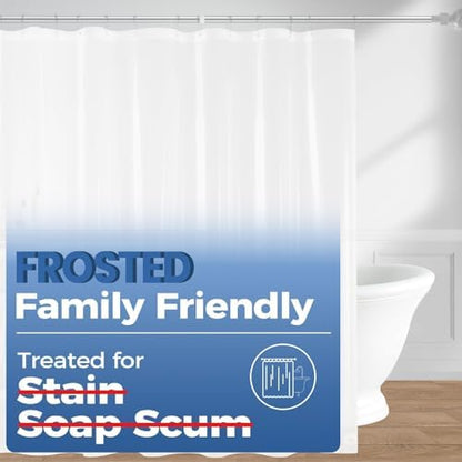 downluxe Shower Curtain Liner, PEVA Plastic Shower Liner with 3 Magnets, 72" x 72" Waterproof Bathroom Curtain, Frosted, 2 Pack