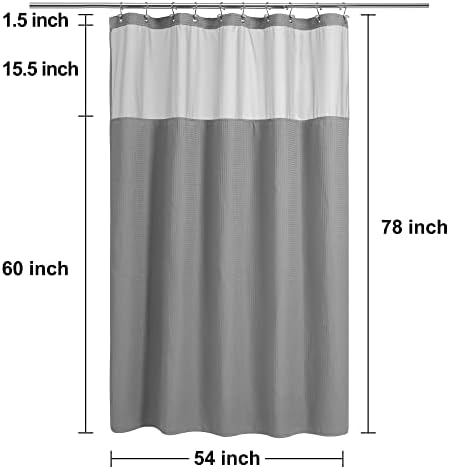 N&Y HOME Stall Waffle Weave Shower Curtain with Snap-in Liner Gray 36x72