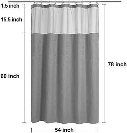 N&Y HOME Stall Waffle Weave Shower Curtain with Snap-in Liner Gray 36x72
