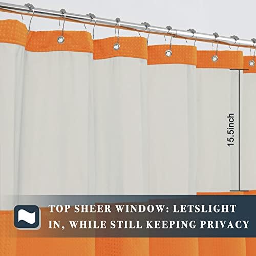 N&Y HOME Waffle Weave Shower Curtain with Snap-in Liner Set Orange, 71x72