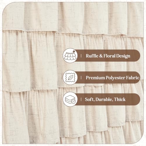 Yinhua Long Farmhouse Shower Curtains for Bathroom with Ruffle, 72" Wx78 L