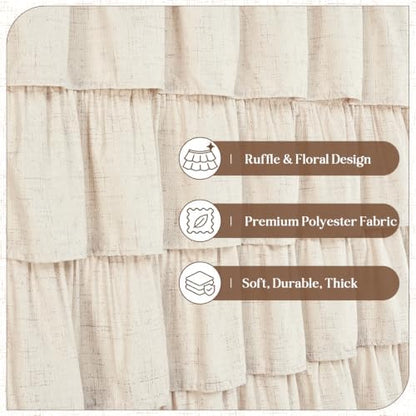 Yinhua Long Farmhouse Shower Curtains for Bathroom with Ruffle, 72" Wx78 L