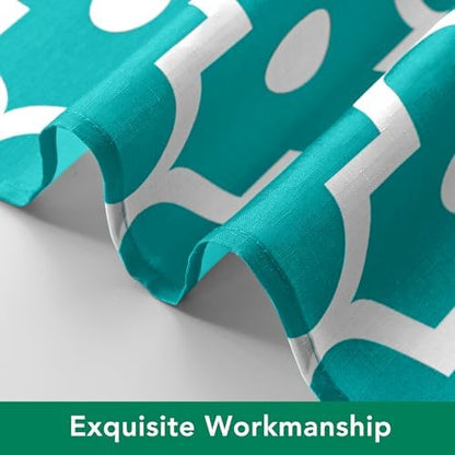 Fabric Modern Moroccan Shower Curtains for Bathroom-Turquoise and White