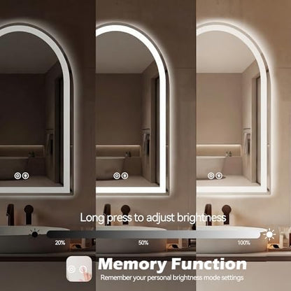 DUMOS 24"x32" LED Bathroom Mirror with Lights, Arched Vanity Mirror