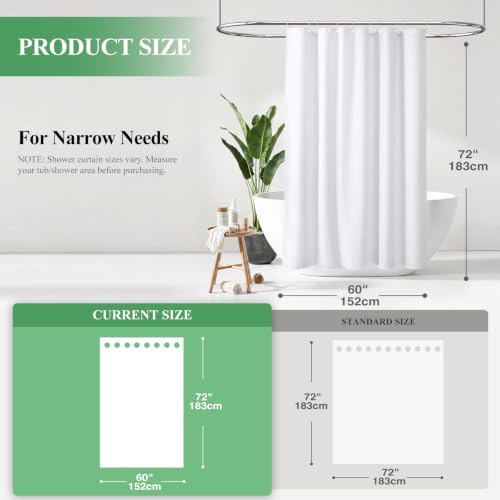 Dynamene Stall Waffle Shower Curtain 256 GSM Heavy Fabric 60x72 White