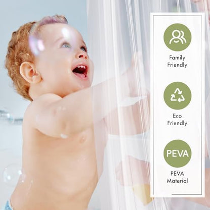Amazer Extra Long Shower Curtain Liner 72 x 84 Clear Shower Liner Medium Weight PEVA Waterproof Inside Shower Curtains for Bathroom with 3 Magnets and Rustproof Grommets