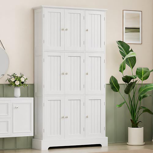ChooChoo 63.2" Tall Bathroom Storage Cabinet with 9 Doors