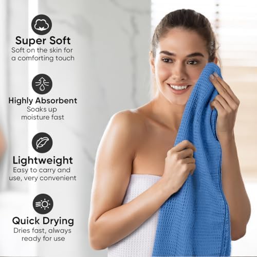 HOMEXCEL Waffle Bath Towels Set of 4 Pack, Waffle Towels for Bathroom