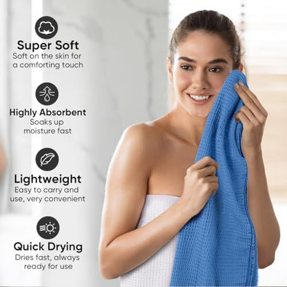 HOMEXCEL Waffle Bath Towels Set of 4 Pack, Waffle Towels for Bathroom