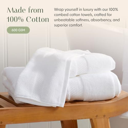 Springtree Home 100% Cotton Luxury Hotel Bath Towel Set | 6-Piece Set White