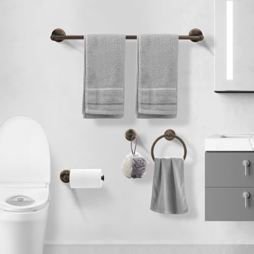 4 Piece Antique Bathroom Hardware Accessories Set Oil Rubbed Bronze,24 Inch Towel Bar Set,Towel Rack Set,Bathroom Towel Holder Set