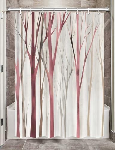 Birch Forest Abstract Shower Curtain Farmhouse Bathroom Decor 47X64 Inch