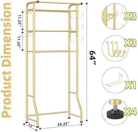 Simple Trending 3 Tier Over The Toilet Rack, Shelf Bathroom, Bathroom Stand Organizer Space Saver, Gold