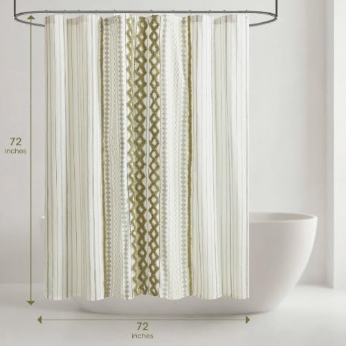 INK+IVY 100% Cotton Tufted Shower Curtain for Bathroom, Sage, 72 x 72