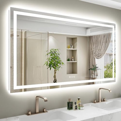 60x38 LED Bathroom Mirror with Lights, Lighted Vanity Mirror