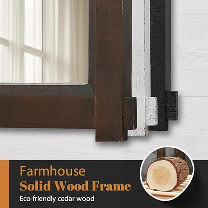 Besdomus Rustic Bathroom Vanity Mirror: 22"x30" White Farmhouse Barn Door