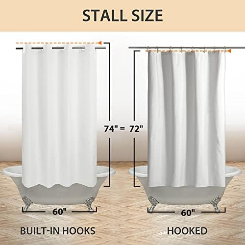 River Dream No Hook Stall Shower Curtain or Liner Microfiber White, 60x74