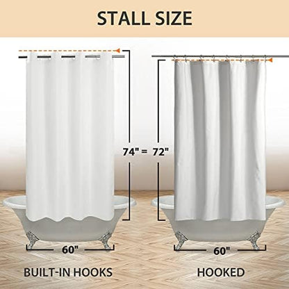 River Dream No Hook Stall Shower Curtain or Liner Microfiber White, 60x74