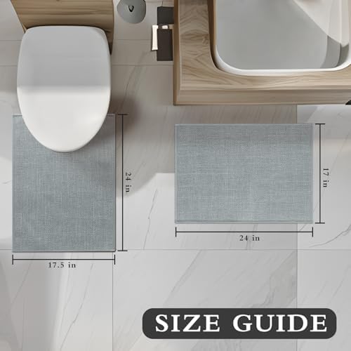 YIHOUSE Bathroom Rugs Thin Bath Mat Sets 4 Pieces Quick Dry,Light Grey