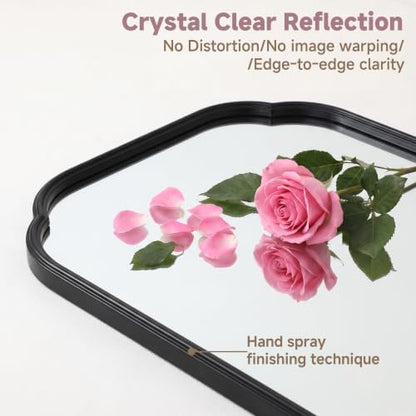 24"x18"﻿ Black Bathroom Scalloped Mirror, Rust-Proof Metal Frame