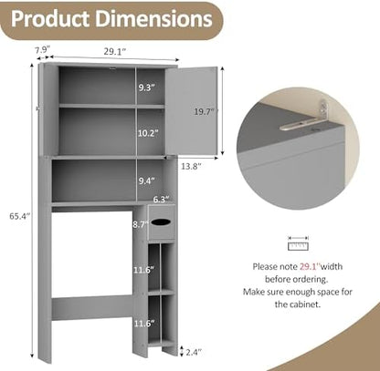 Farmhouse Over Toilet Storage Cabinet, Grey