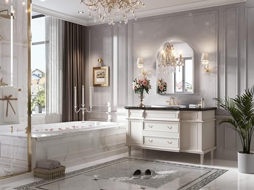 Brightify Metal Framed Arched Wall Mirror, 24 x 36 Inch, Silver, for Living Room, Bedroom, Bathroom, Hallway, Powder Room Decorative