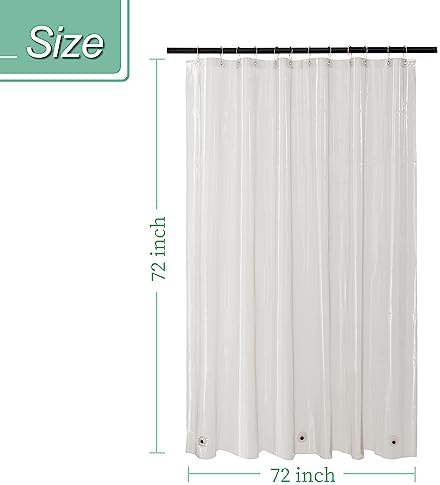 Mrs Awesome Clear Black Shower Curtain Liner with 3 Magnets, 72x72
