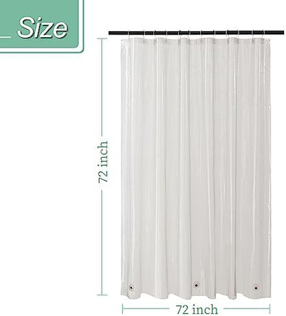 Mrs Awesome Clear Black Shower Curtain Liner with 3 Magnets, 72x72