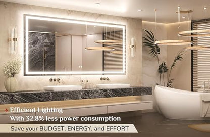 Keonjinn 72x36 Inch LED Bathroom Mirror with Lights, Frontlit & Backlit