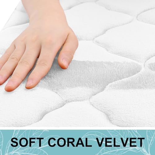 OLANLY Memory Foam Bath Mat Rug 59x20, Ultra Soft Bathroom Rugs, White