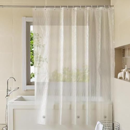 Shower Curtain Liner, 100% Waterproof Eva Shower Curtains with 3 Duty Heavy Bottom Magnets and 12 Rust Proof Grommets, 72x72 Weighted Shower Liner for Shower Stall, Bathtubs