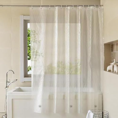 Shower Curtain Liner, 100% Waterproof Eva Shower Curtains with 3 Duty Heavy Bottom Magnets and 12 Rust Proof Grommets, 72x72 Weighted Shower Liner for Shower Stall, Bathtubs