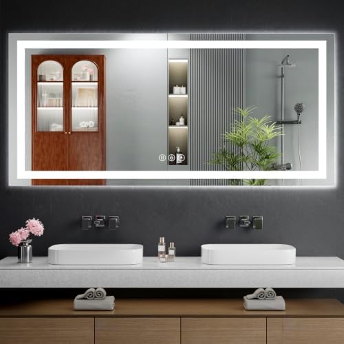 24"x60" LED Bathroom Mirror with Lights, Anti-Fog, Backlit+Frontlit