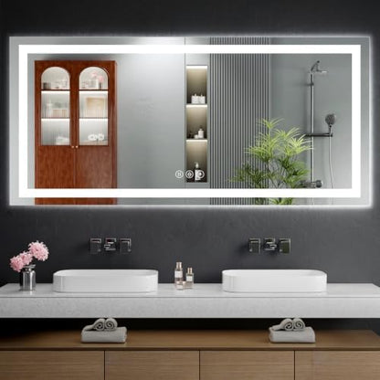 24"x60" LED Bathroom Mirror with Lights, Anti-Fog, Backlit+Frontlit