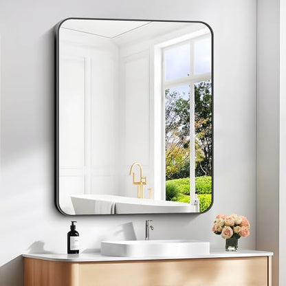 DESBING 30" x 36"Bathroom Mirror, Matte Black Wall Mirror with Metal Frame, Decorative Rectangular Vanity Mirror for Bedroom Bathroom Living Room Entryway (Horizontal/Vertical)